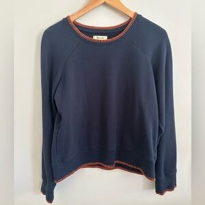 Madewell Navy Top with Orange Stitching